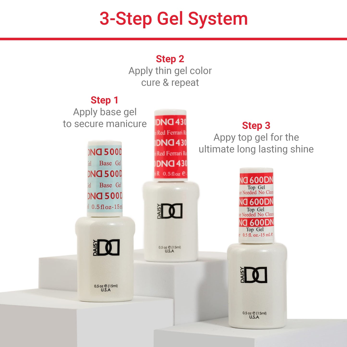 DND Gel Polish Set - 1 each of Red Gel Polish and Red Nail Polish, 767 Sparkling Shine, 0.5 Fl Oz