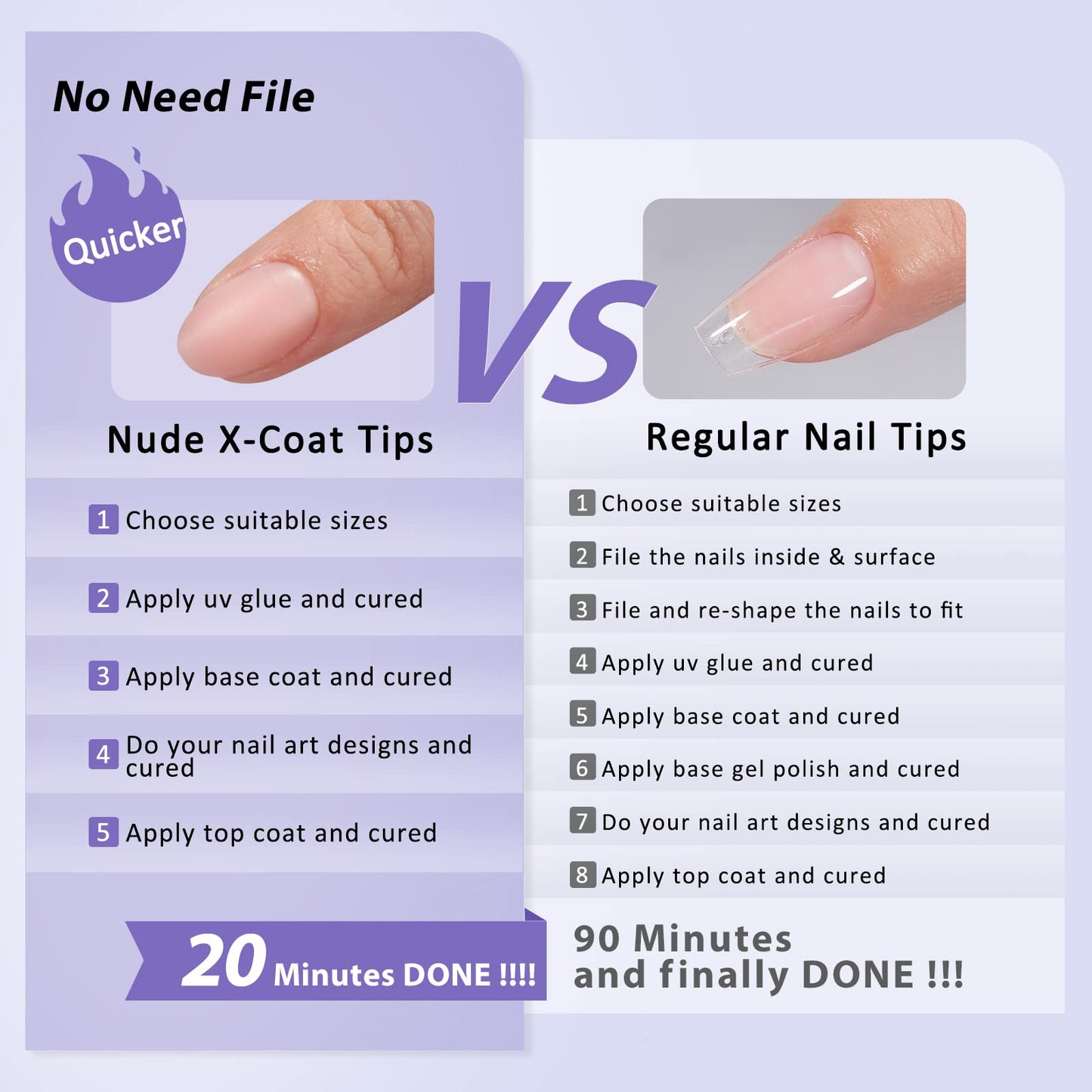 BTArtbox 160pcs Almond Plastic False Nails, Extra Short with Primer Cover, Jelly XCOATTIPS, 16 Sizes, Full Well Tips, Pressure Comfortable Wear, Last 28+ Days, Ideal Gift
