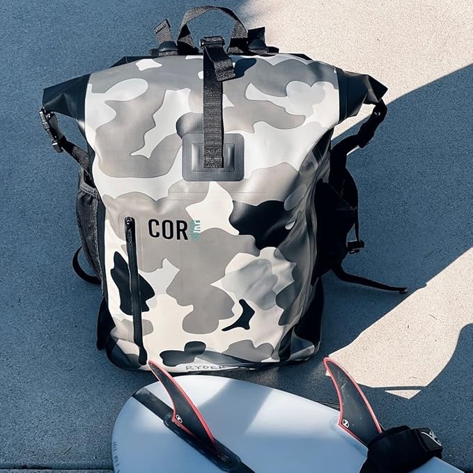COR Surf Waterproof Backpack with Laptop Sleeve | Heavy Duty Hiking, Kayak Dry Bag Backpack | Roll-Top Closure (40L Camo)