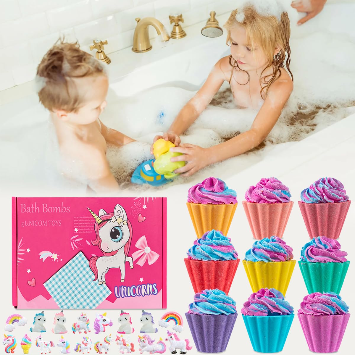 Bath Bombs for Kids with Surprise Unicorn Inside, 20 Kids Bath Bombs Gift Set, Handmade Bubble Bath Fizzes Bomb for Chrildren Birthday Christmas and Party Favor Christmas Gifts Set for Girls