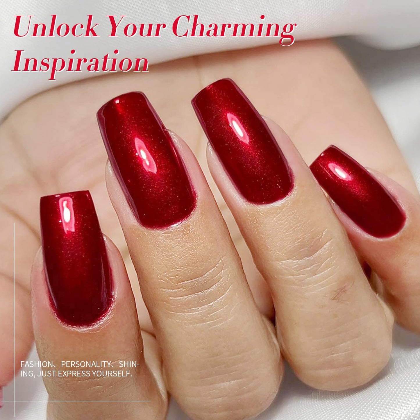 Born Pretty Scarlet Ruby Pearl Burgundy Gel Nail Polish 15ml Shimmer Glitter Pearlescent Nail Polish Mermaid Christmas Gel Nail Art Manicure DIY Gift