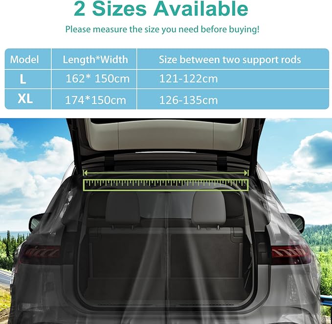 Car Tailgate Mesh Screen,59"x69" Magnetic Car Tailgate Tent Breathable Mesh Net for SUV MPV, UV & Privacy Protection Camping Mosquito Screen for 49.6~53.1in Tail Spacing,Car Camping Accessories-XL
