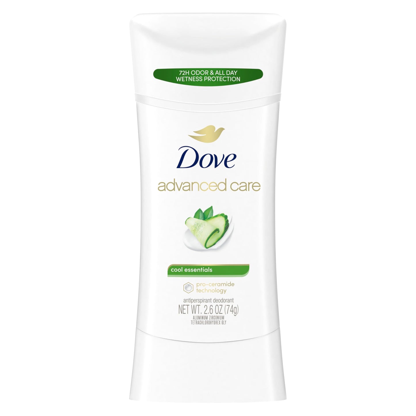 Dove Advanced Care Antiperspirant Deodorant Stick Cool Essentials for Helping Repair Skin Barrier After Shaving, with 72-Hour Sweat & Odor Protection, 2.6 oz