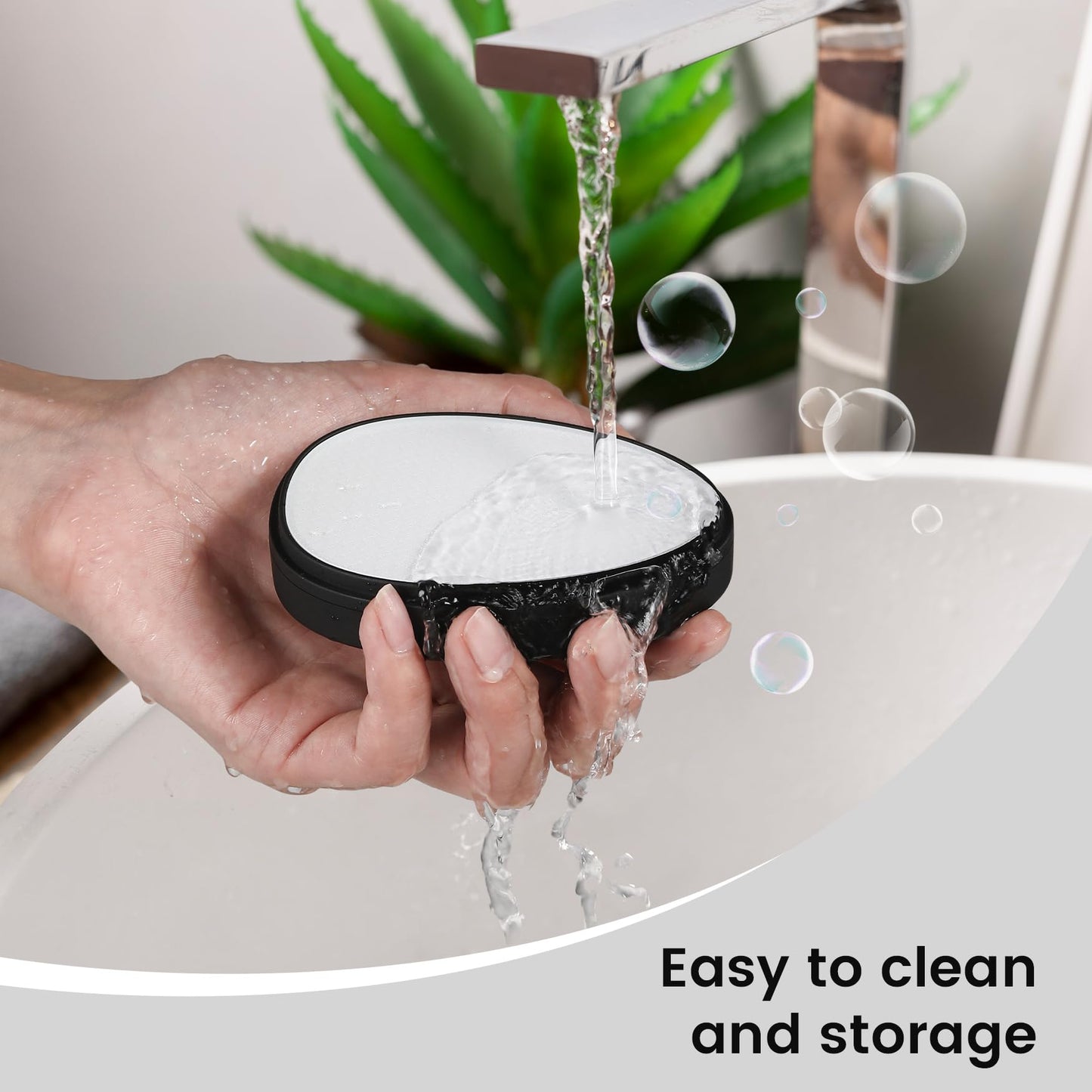 BEZOX Nano Glass Foot Pumice Stone Callus Remover with Cover – Gentle Glass Foot File Scraper, Effective Feet Scrubber for Dead Skin, and Portable Pedi Egg Foot Care Tool - Black