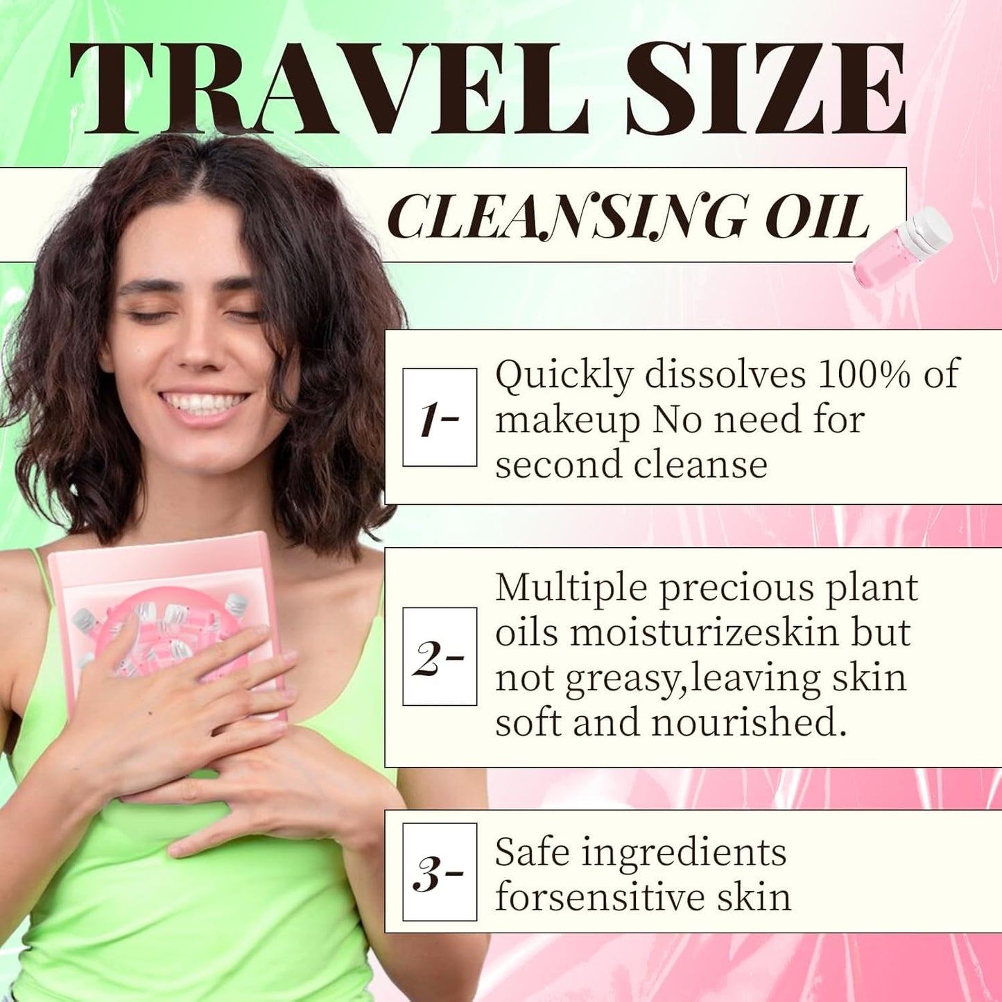 Cisto Makeup Remover Oil Mini, Cisto Cleansing Oil Mini Makeup Remover, Portable Facial Cleansing Oil, Nourishing and Gentle Cleansing Oil for All Skin Types (MIX 40pcs)