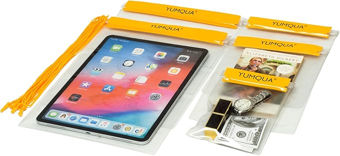 Clear Waterproof Bags 5 Pack Set, Watertight Pouch Holder for Document Map Camera Mobile Phone Car Key, fits Kayaking Boating Hiking Water Sports