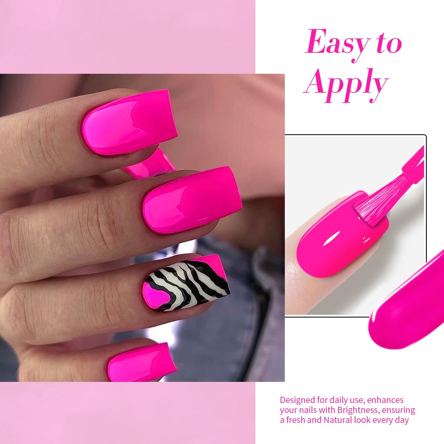 Born Pretty Gel Nail Polish Spring Summer Neon Pink Color Hot Pink Gel Polish Nail Art Design Manicure Salon DIY Home 15ml