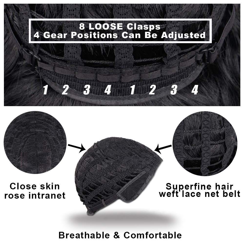 andromeda Curly Wigs for Black Women Brown Short Curly Wig with Bangs Soft Afro Kinky Curly Synthetic Wig for African American Women (T30)