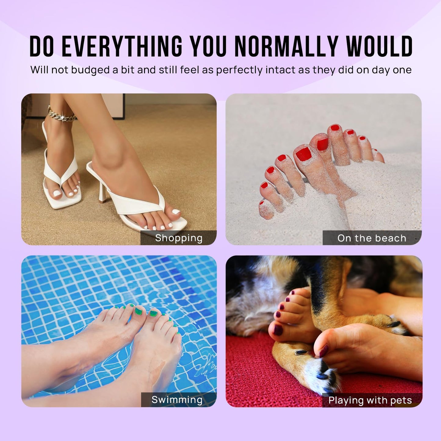 BTArtbox Press on Toenails Short, White French Tips Toenail Press Ons Square for Women, Fit Perfectly Press on Toe Nails with Glue, Fake Toenails in 16 Sizes- 32 Toenails Kit, Champ