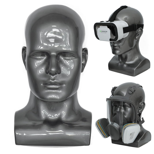BLTYXT PVC Male Mannequin Head Professional Manikin Training Head for Display Headphone Game Console Hats Wigs Jewellery Glasses Facemask Caps Model Head (L90hh)