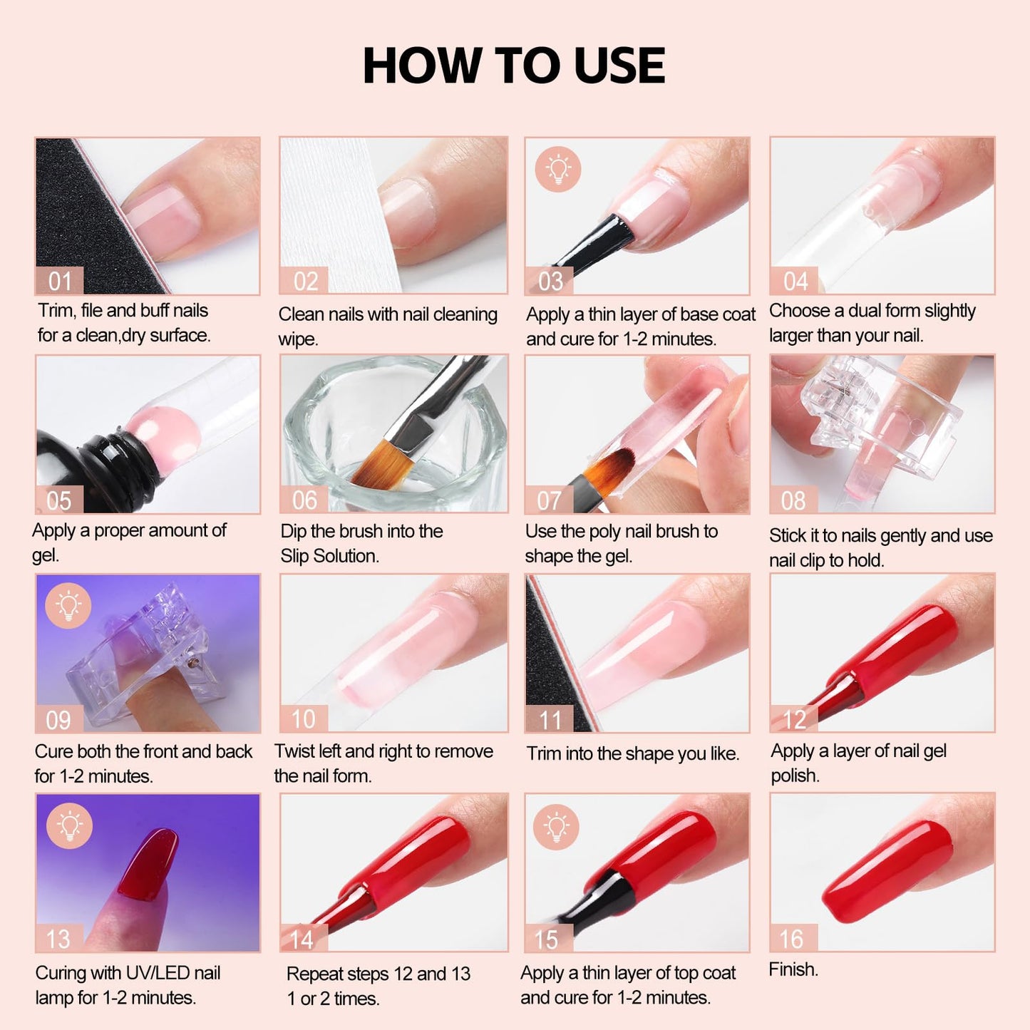 COSCELIA Gel Nail Polish Kit with U V Light, 18 Colors Nude Pink White Brown Gel Nail Kit 3PC Poly with Glossy Top Coat Base Coat Art Rhinestones Manicure Tools for Women Salon DIY