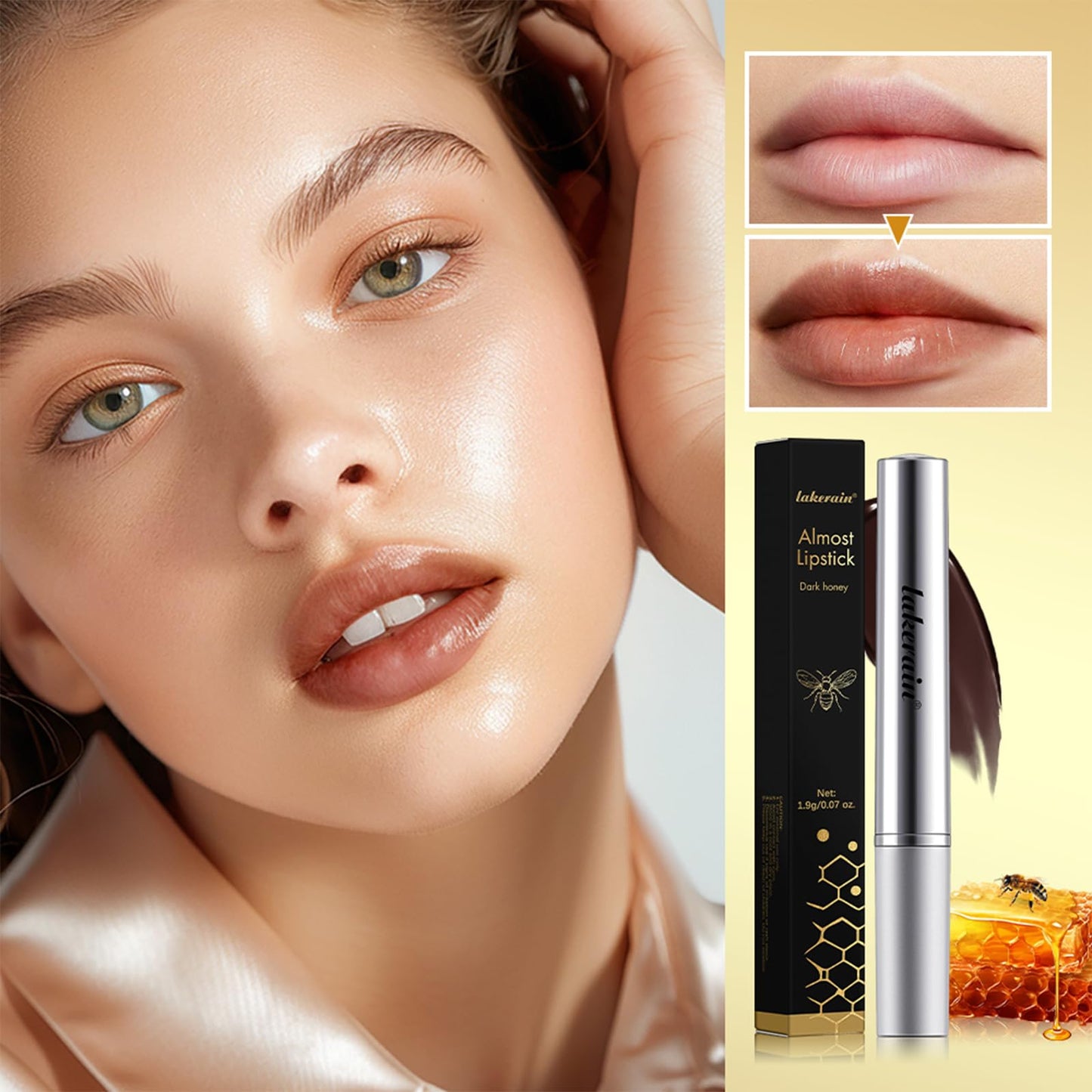 BAISEN DIARY 2PCS Honey Lipstick Tinted Lip Balm - Sheer Hydrating Lipstick for All Skin Tones - Moisturizing Lip Color, Nourishing Lip Balm with a Hint of Natural Black Cherry Tint