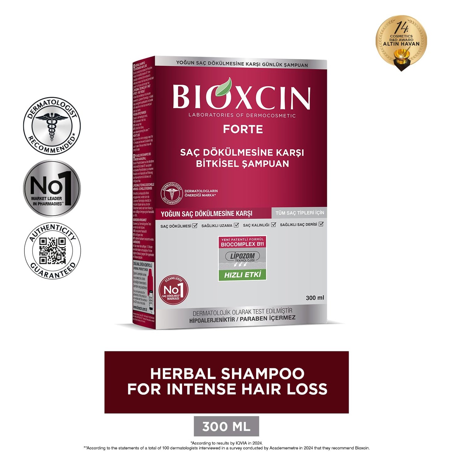 BIOXCIN Herbal Care Shampoo - Bioxcin Forte Herbal Shampoo For Intensive Hair Loss, Red