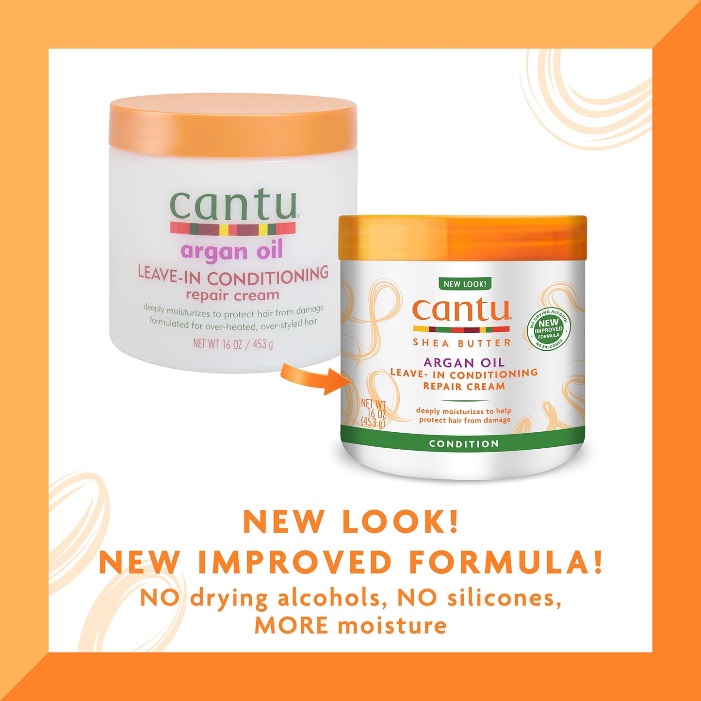 Cantu Leave-In Conditioning Repair Cream with Argan Oil, 16 oz (Packaging May Vary) (Pack of 2)