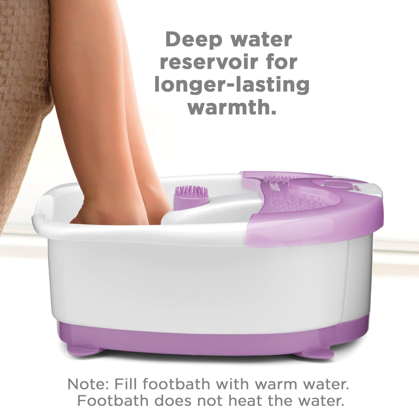 Conair Soothing Pedicure Foot Spa Bath with Soothing Vibration Massage, Deep Basin Relaxing Foot Massager with Jets, Pink/White