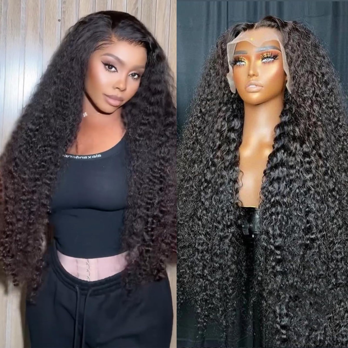 Daphernew Deep Wave Lace Front Wigs Human Hair 13x6 HD Transparent Lace Frontal Wigs Human Hair for Women Glueless Wigs Deep Curly Wigs Human Hair Pre Plucked with Baby Hair 200% Density (20 Inch)