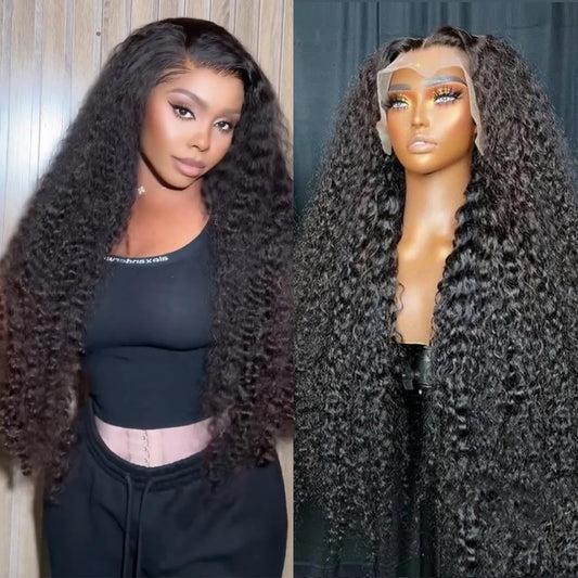 Daphernew Deep Wave Lace Front Wigs Human Hair 13x6 HD Transparent Lace Frontal Wigs Human Hair for Women Glueless Wigs Deep Curly Wigs Human Hair Pre Plucked with Baby Hair 200% Density (20 Inch)