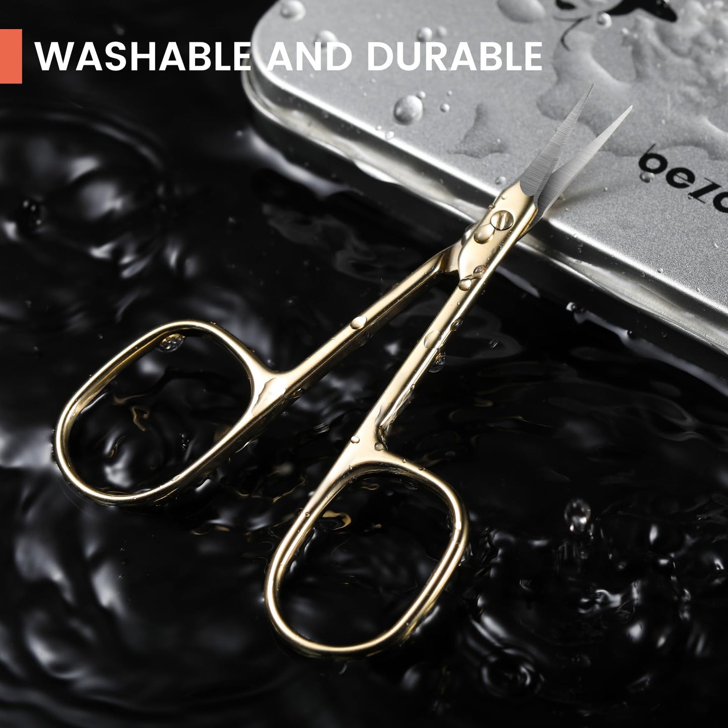 BEZOX Curved Cuticle Scissors - Precision Manicure Scissor Nail Cuticle Trimmer, Professional Stainless Steel Nail Scissors for Cuticle Care, Cuticle Cutter Small Scissors for Women - Golden