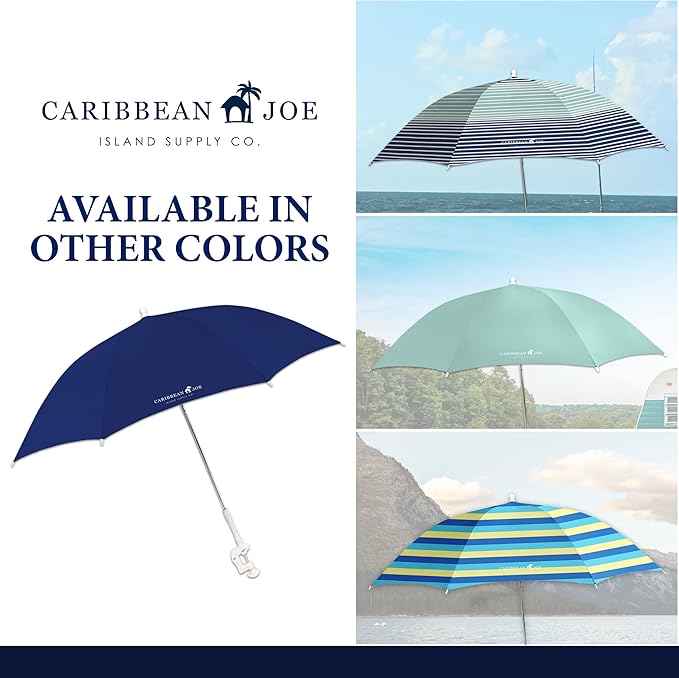Caribbean Joe Beach Umbrella for Chair, Adjustable and Universal Clamp On Beach Umbrella with UV Protection, 48 Inch Arc