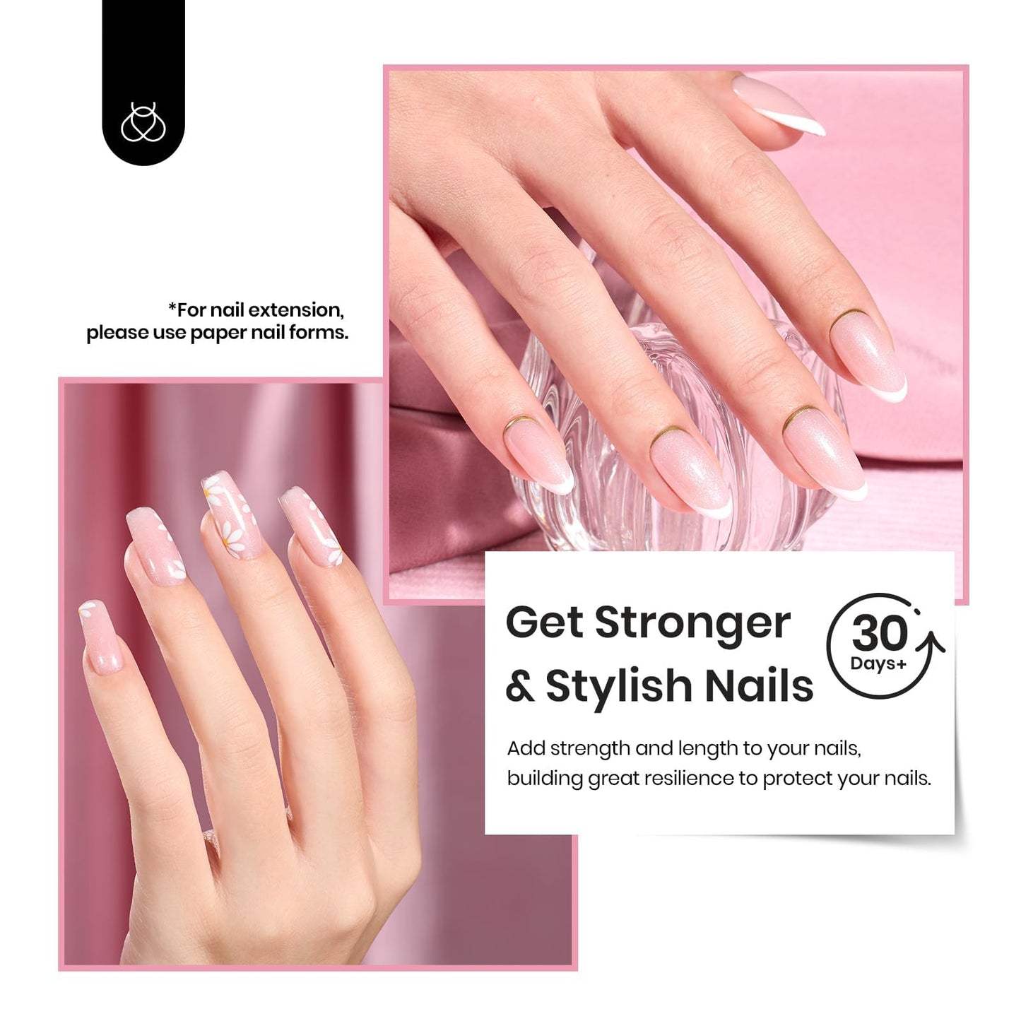 Beetles Builder Gel, Hema Free Nude Glitter Builder Gel for Nails, Nail Strengthener Building Extension Gel in A Bottle 7 in 1 Nails Thickening & Repair