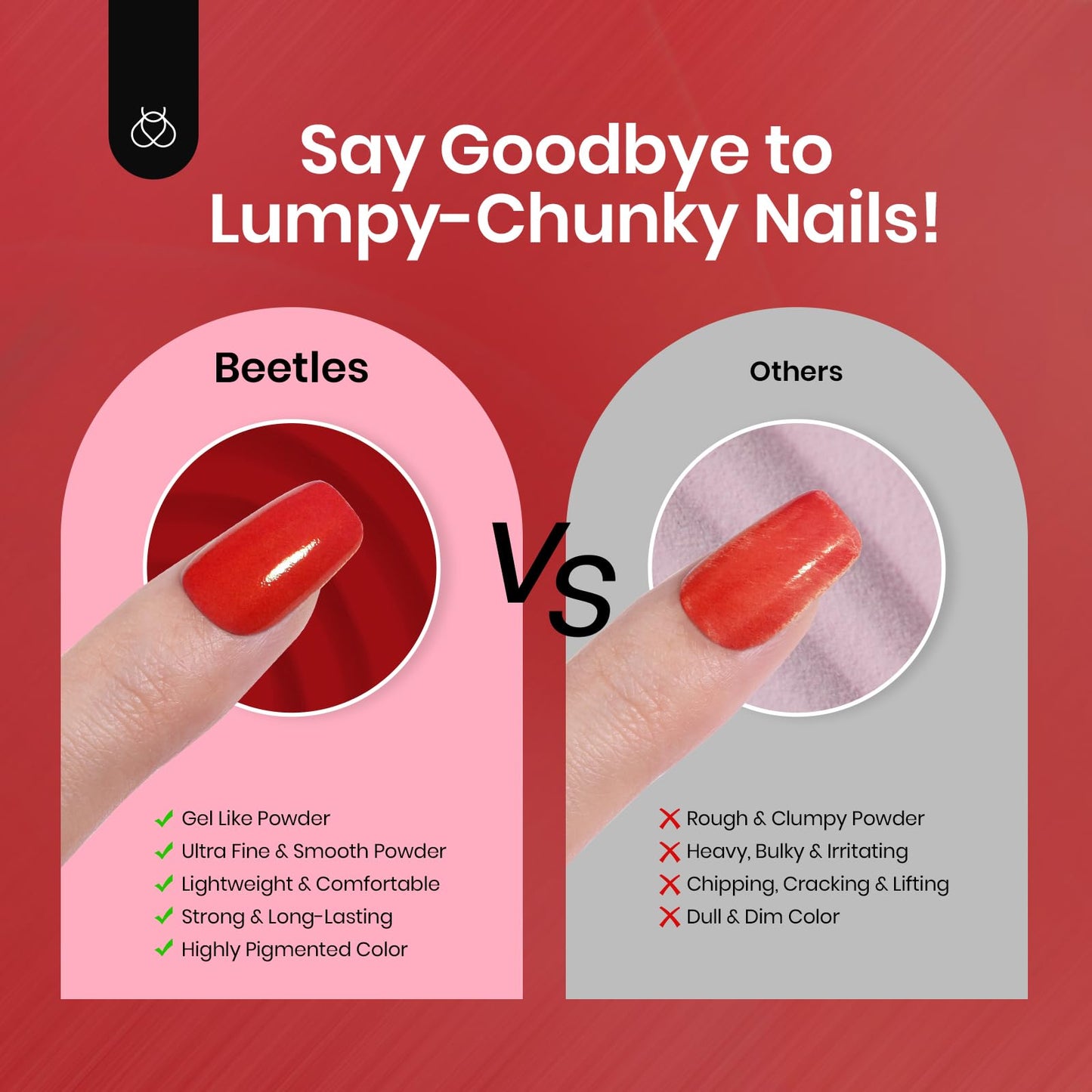 Beetles Dip Powder Nail Kit 6 Colors Red Glitter Dipping Powder No Need Nail Lamp Cured Manicure DIY Salon Gift for Girls Women
