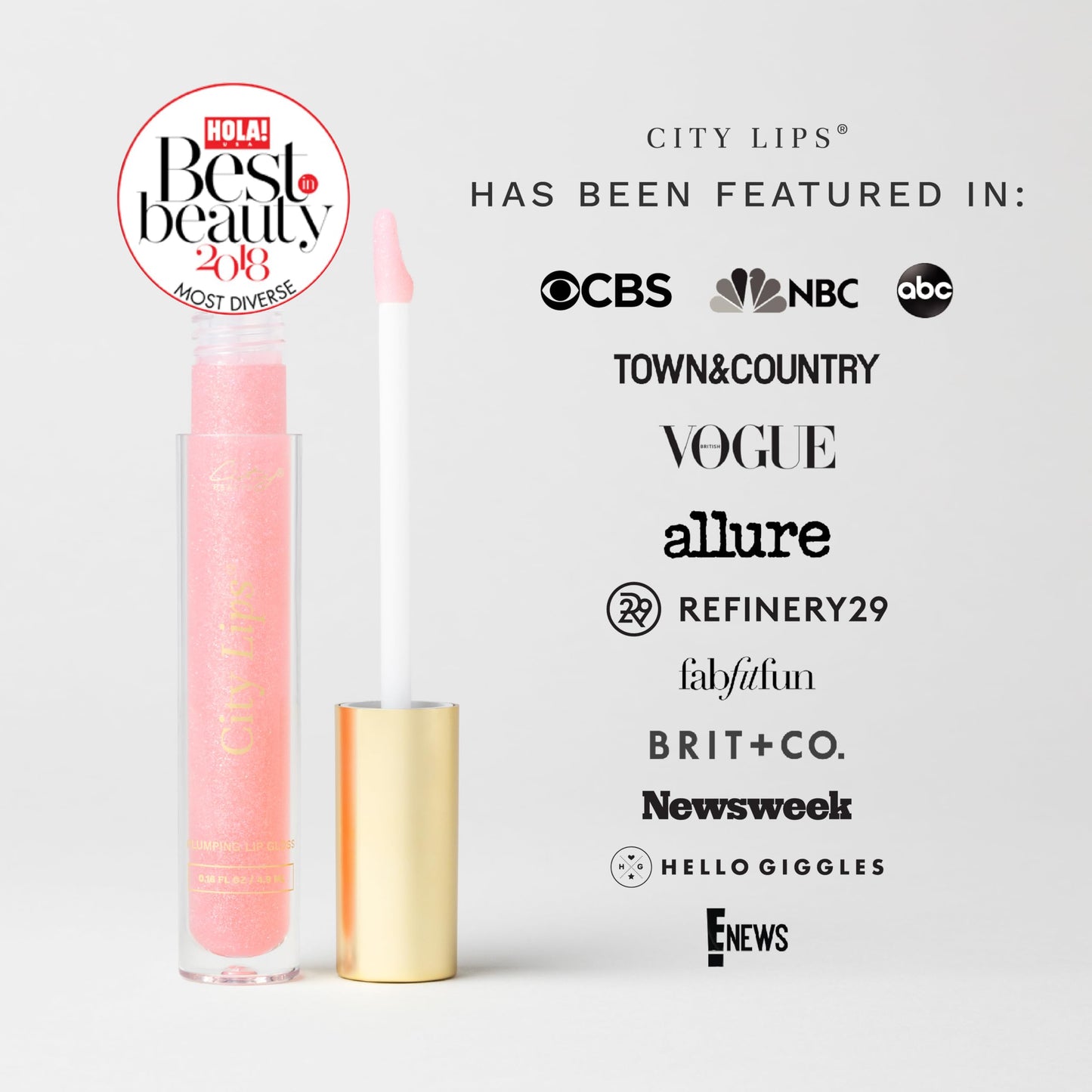 City Beauty City Lips Plumping Lip Gloss Holly - High-Shine Gloss for Fuller, Younger-Looking Lips | Hydrating & Smoothing Lip Treatment Hyaluronic Acid