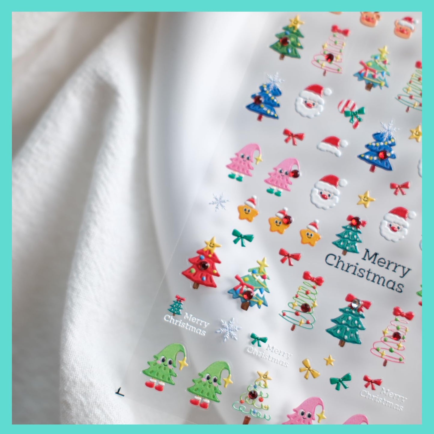 CESTSIREN Christmas Nail Decals, Red Rhinestones, Self-Adhesive Nail Stickers for Women, Cute Nail Art Design