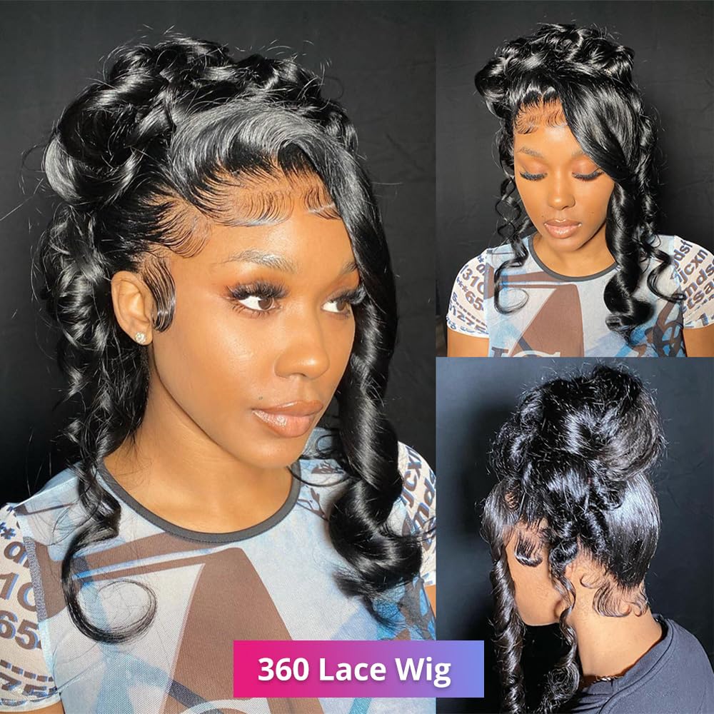 Brazilian Virgin 360 Lace Front Wigs - 200 Density, Body Wave, Pre-Plucked, Baby Hair, HD Transparent, Full Lace, 18 Inch