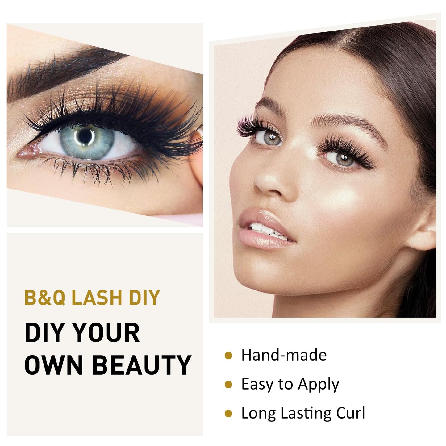 B&Qaugen Lash Clusters (B03, D-16mm) Individual, Vegan, Cruelty Free, 72 Cluster DIY at Home False Eyelash Extensions（B03，D-16mm）