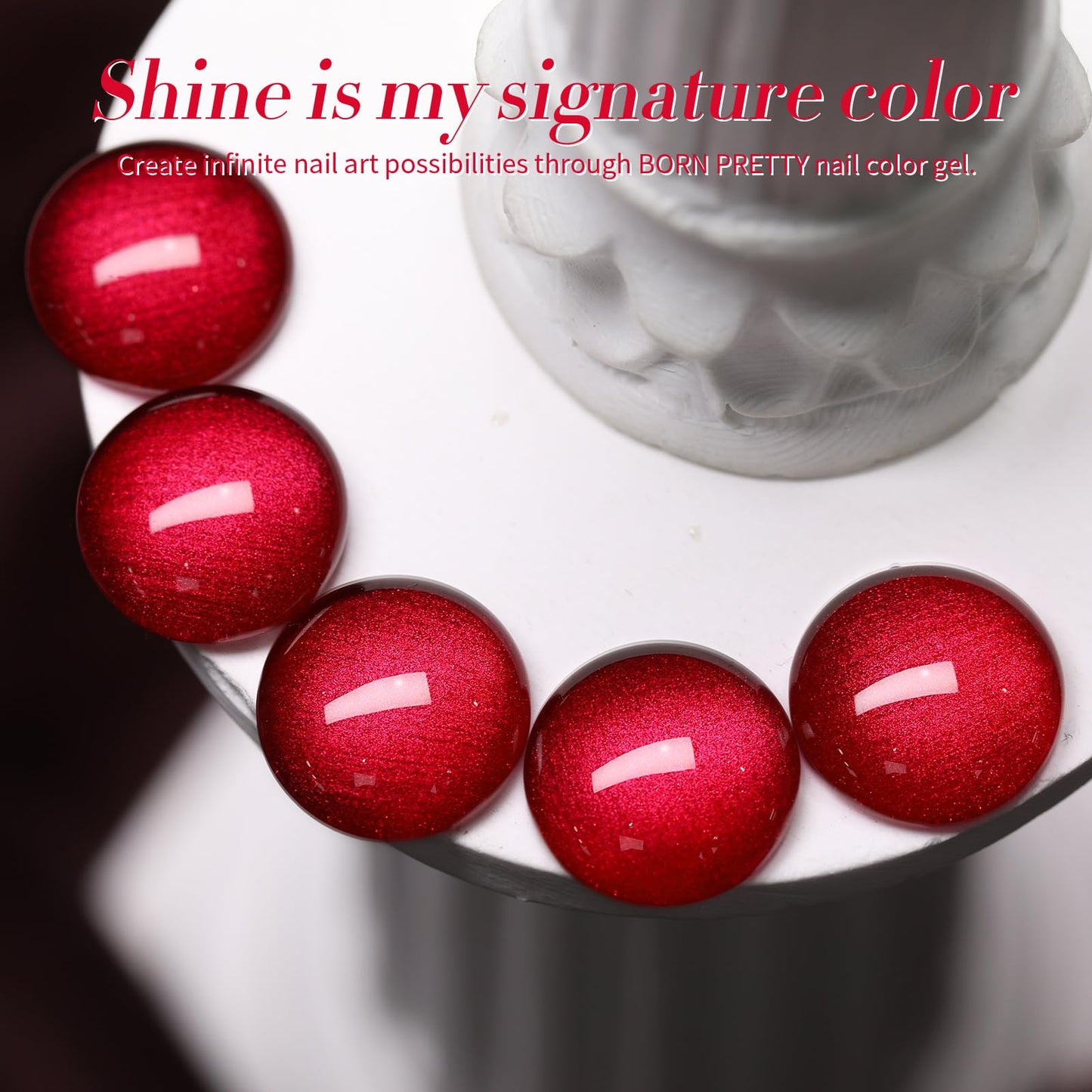 Born Pretty Scarlet Ruby Pearl Burgundy Gel Nail Polish 15ml Shimmer Glitter Pearlescent Nail Polish Mermaid Christmas Gel Nail Art Manicure DIY Gift