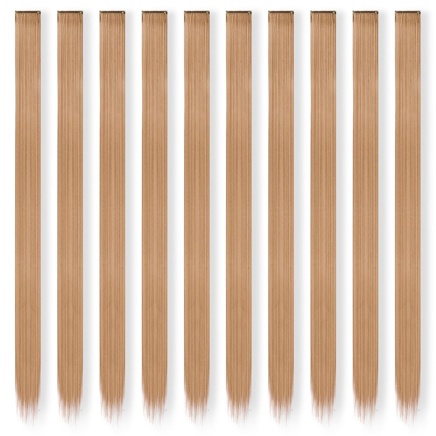 FESHFEN Colored Clip in Hair Extensions - 10 PCS Brown Mixed Blonde Highlighted Hair Piece Straight Synthetic Clip in Hairpieces for Women 22 inch