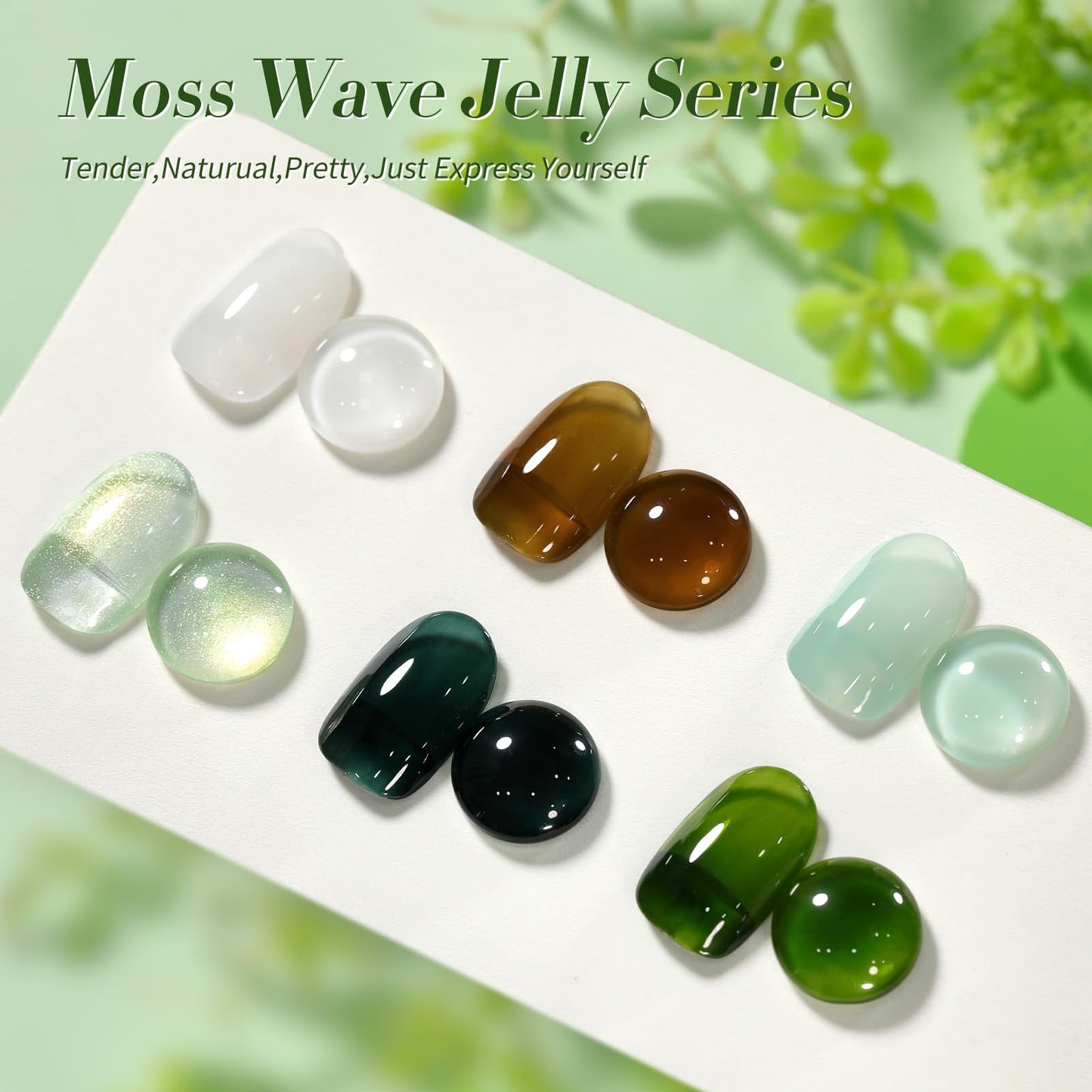 BORN PRETTY Jelly Green Milky White Gel Nail Polish Set Spring Summer Transparent Sheer Colors Gel Nail Kit for Salon Gel Manicure and Nail Art DIY at Home 6 Colors