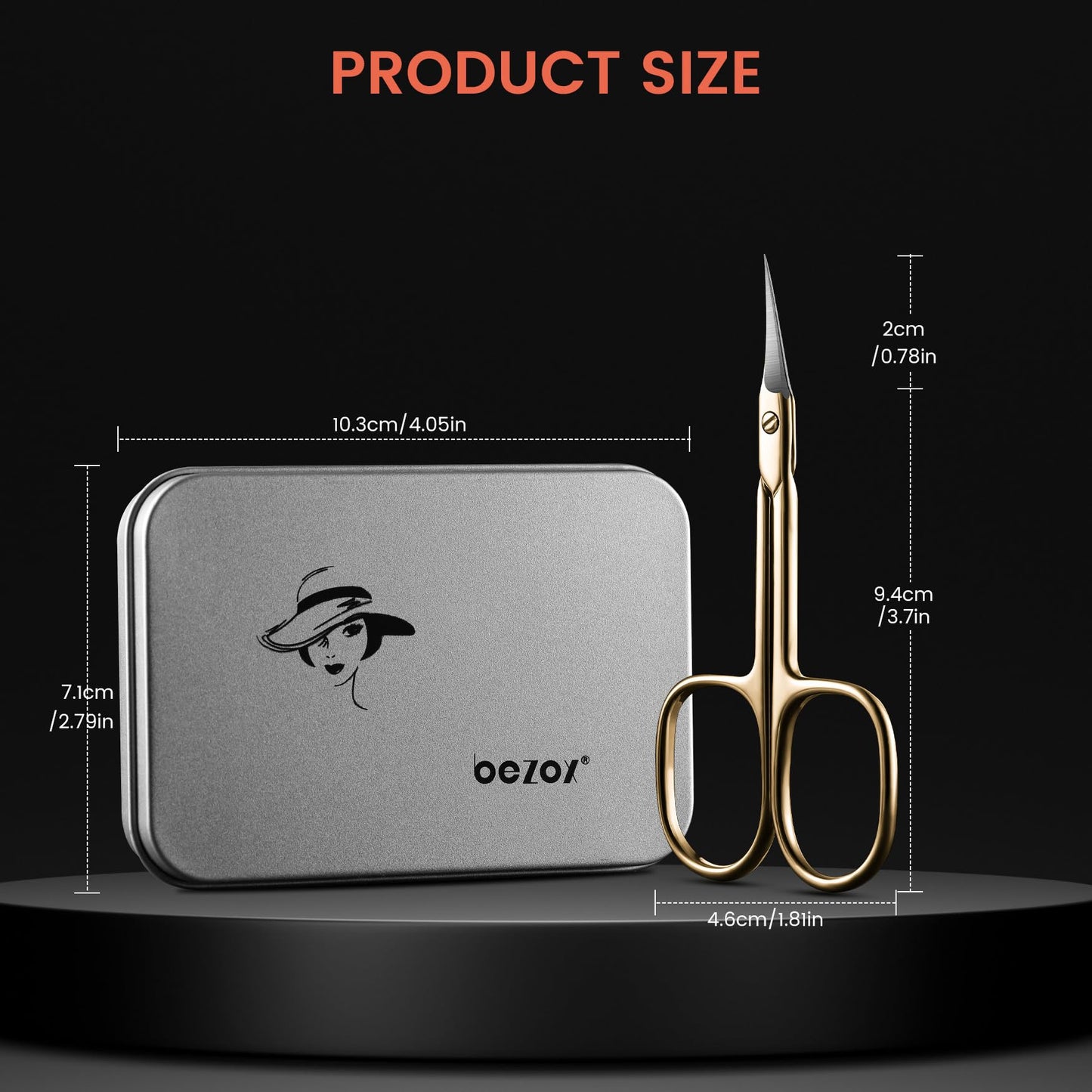 BEZOX Curved Cuticle Scissors - Precision Manicure Scissor Nail Cuticle Trimmer, Professional Stainless Steel Nail Scissors for Cuticle Care, Cuticle Cutter Small Scissors for Women - Golden