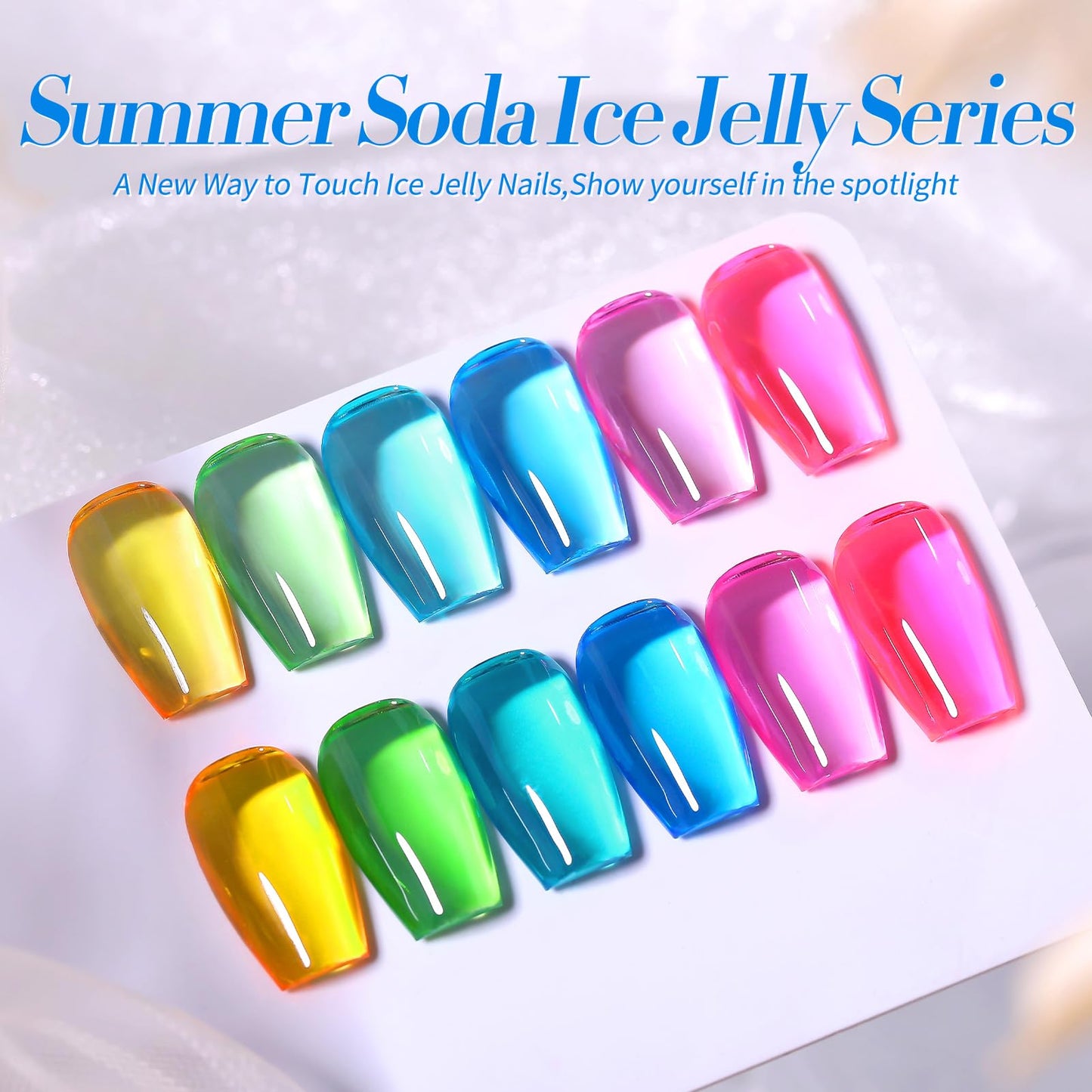 Born Pretty Jelly Gel Nail Polish Ice Jelly Neon Christmas Gel Polish Crystal Transparent Gel Polish Set Yellow Green Blue Purple Hot Pink Nail Art Varnish Manicure 6PCS Halloween's Collection Gift