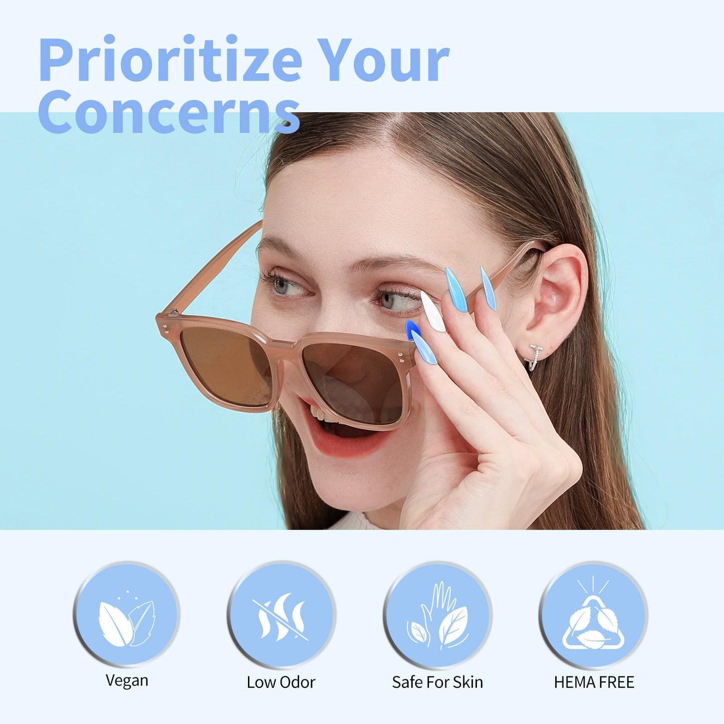 CANNI Baby Blue Gel Nail Polish, Light Blue Pastel Color, 1Pcs High Gloss Soak Off U V Gel Nail Polish for French Nail Manicure Salon DIY