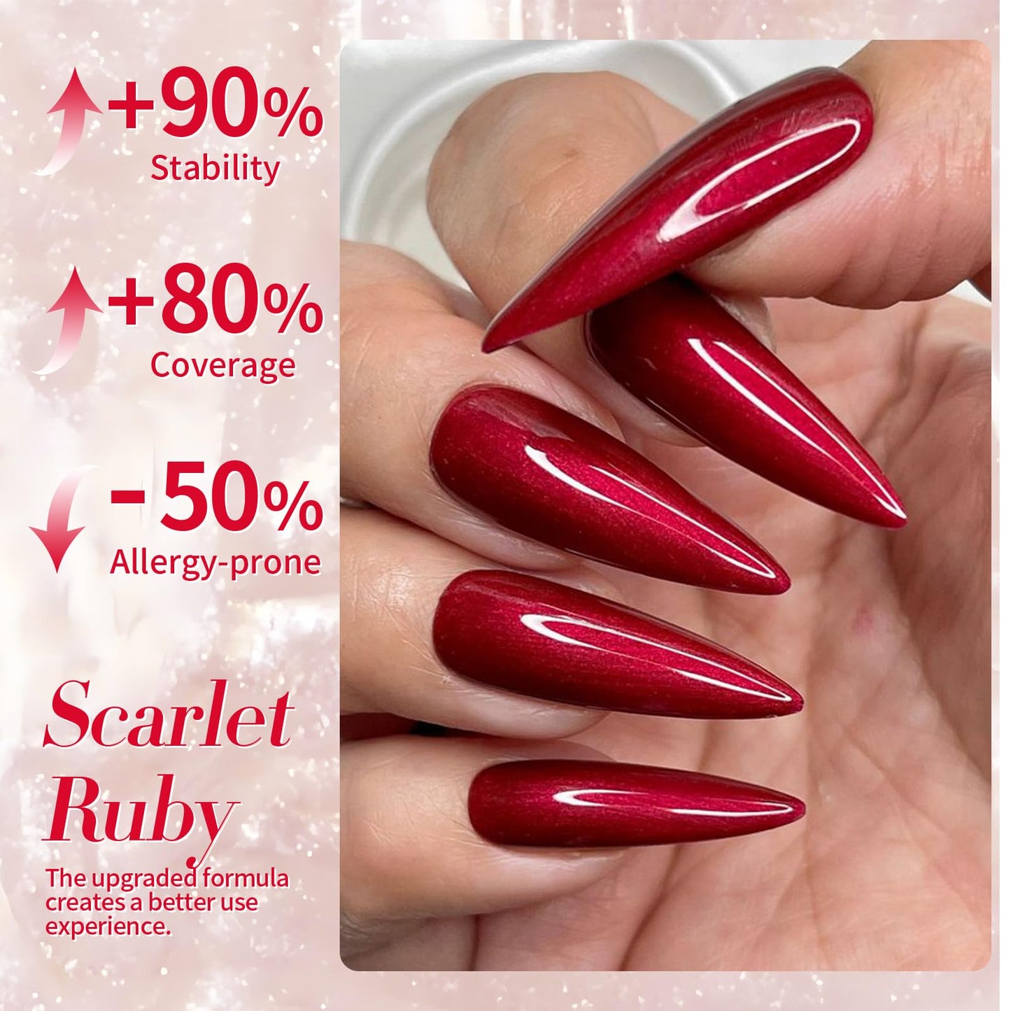 Born Pretty Scarlet Ruby Pearl Burgundy Gel Nail Polish 15ml Shimmer Glitter Pearlescent Nail Polish Mermaid Christmas Gel Nail Art Manicure DIY Gift