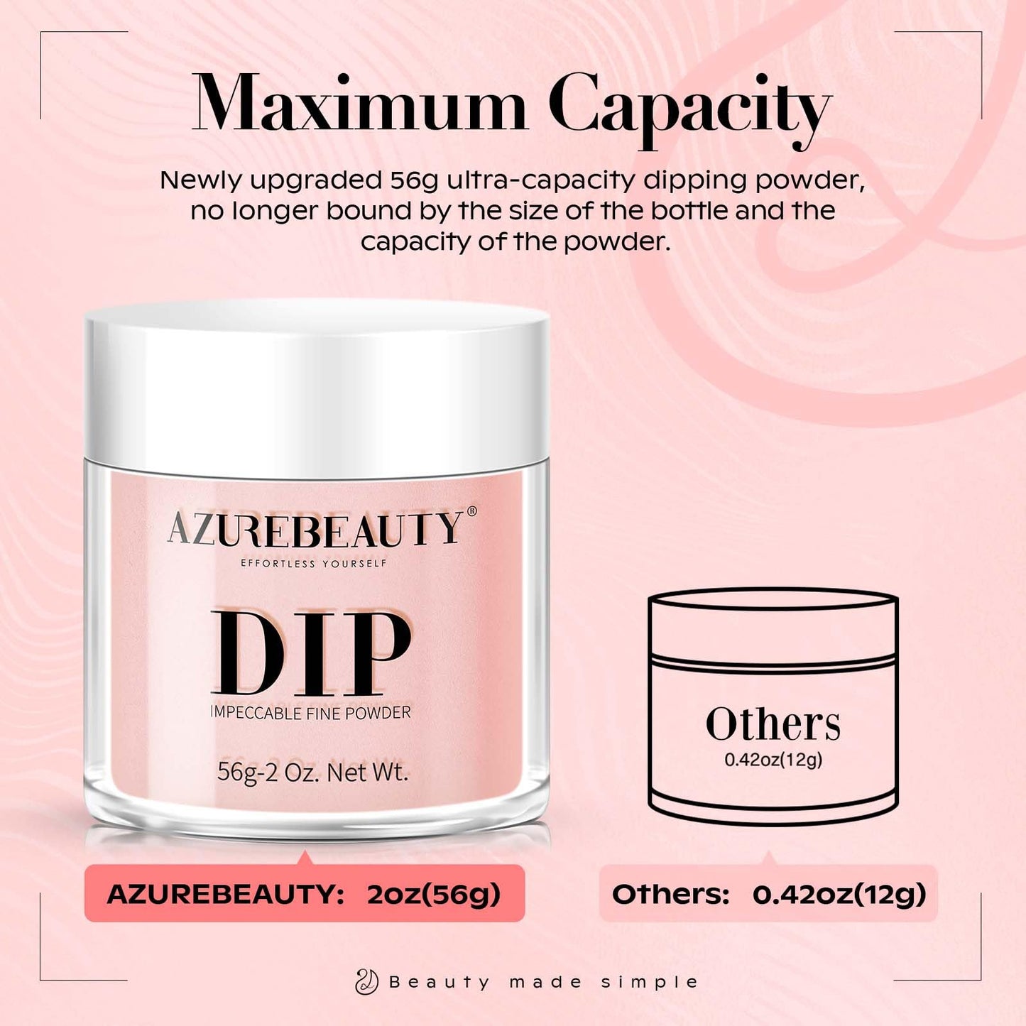AZUREBEAUTY Dip Powder - Nude Pink Color 2Oz/56g, Sheer Salmon Pink Rose Soft Peach Pink Dipping Powder Crystal Natural Nail Art Starter Manicure Salon DIY Home for Starter Gift