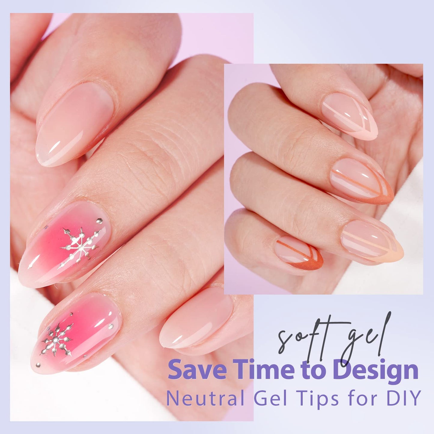 BTArtbox Short Almond Gel Nail Tips - Soft Gel XCOATTIPS Natural Press On Nails, Pre-colored Gel Nails Full Cover Fake Nails Nude for for Daily Nail Art