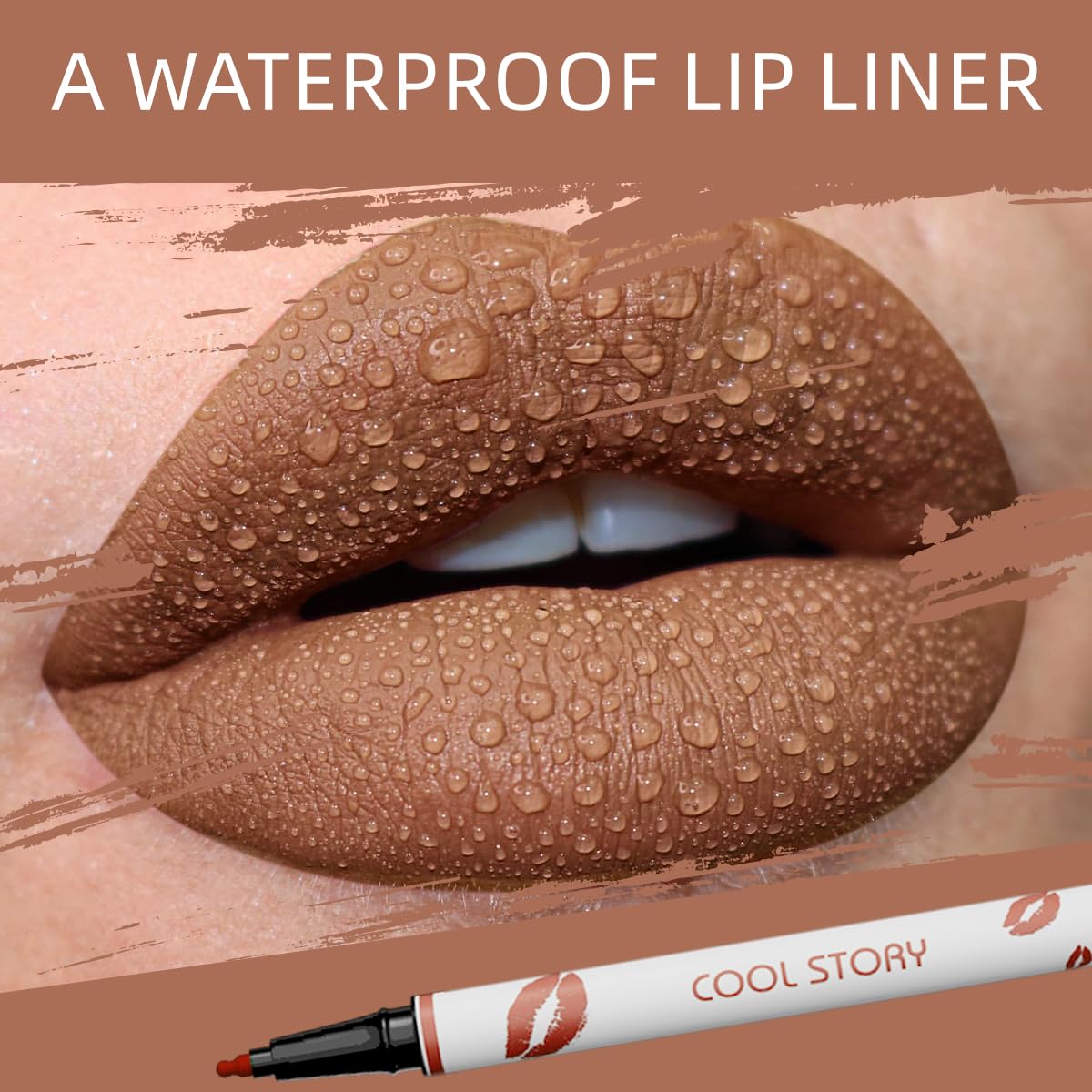 COOL STORY Matte Lip Liner Pencil - Waterproof, Non-Fading, Long-Lasting Plump Effect for Fuller Lips Makeup, Soft & Smooth Texture Easy Glide Lipstick (12#, Pack of 1)