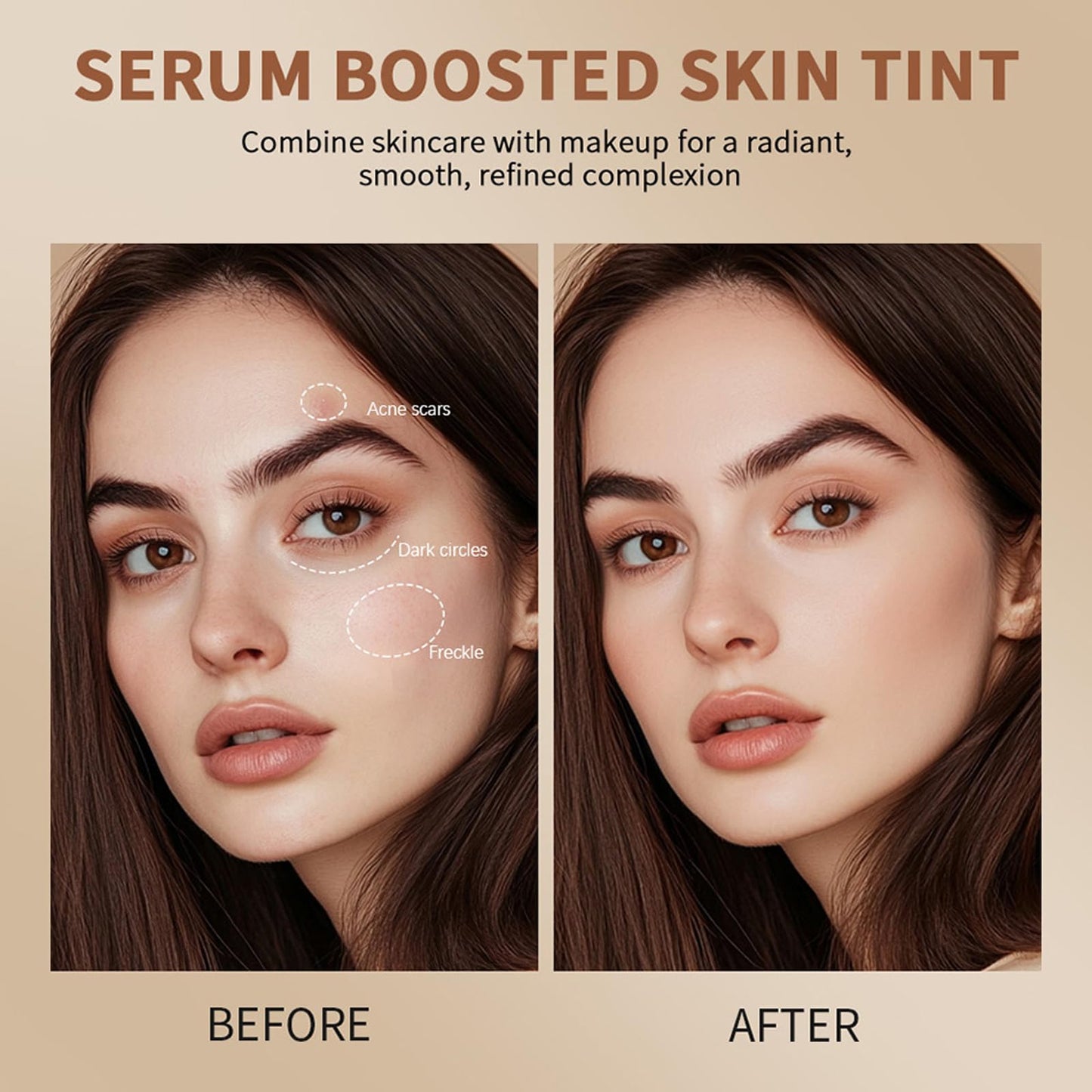 Beauty Balm Serum Boosted Skin Tint Concealer 6 Colors, Beauty Balm Skin Tint Balm Foundation Stick, Solid Tinted Moisturizing Serum Lightweight Foundation, Tinted Face Balm for Mature Skin (3#, 18g)