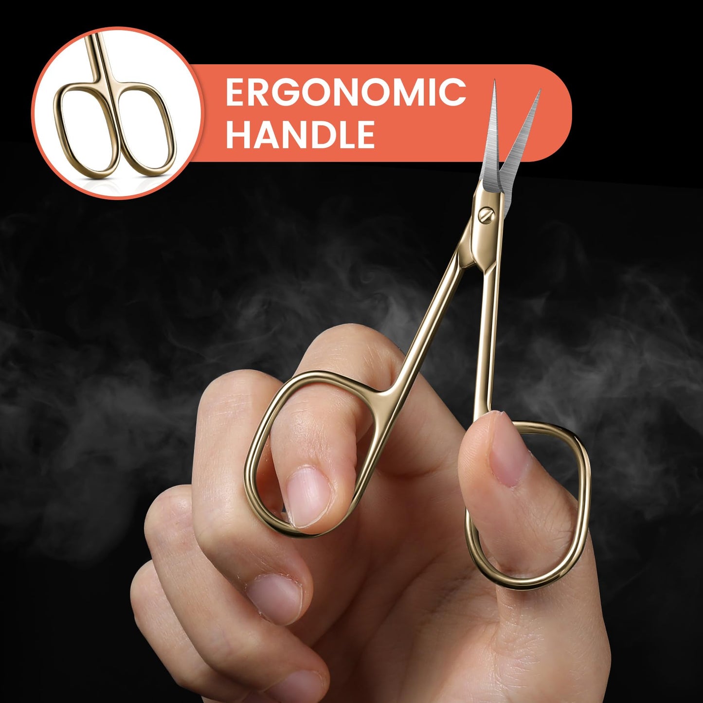 BEZOX Curved Cuticle Scissors - Precision Manicure Scissor Nail Cuticle Trimmer, Professional Stainless Steel Nail Scissors for Cuticle Care, Cuticle Cutter Small Scissors for Women - Golden