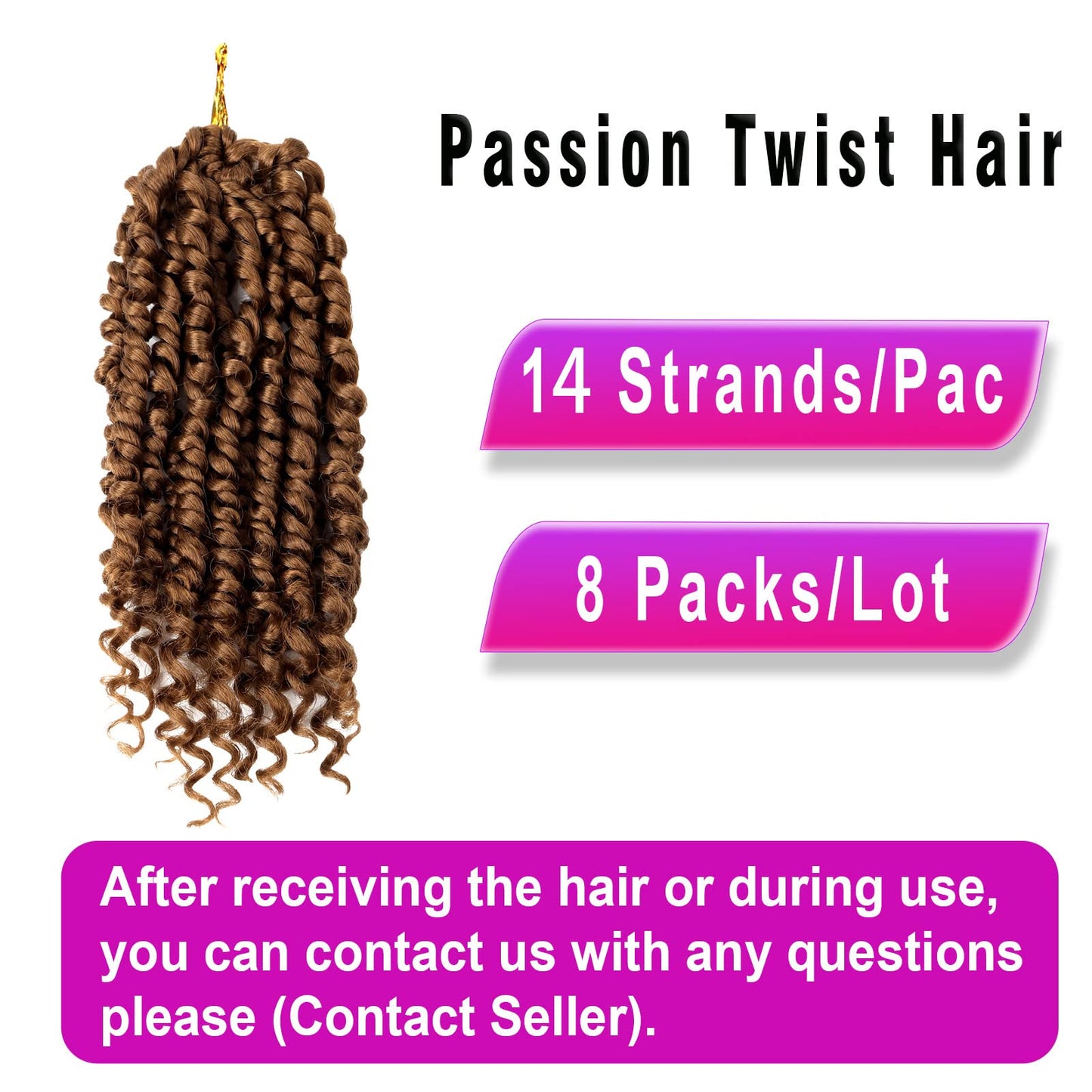 Bileaf 8 Packs Passion Twist Crochet Hair Pre Looped Passion Twist Hair 8 Inch, Pre-Twisted Crochet Passion Twists Bohemian Braiding Twist Crochet Hair for Women Girls and Kids Hair Extensions #30