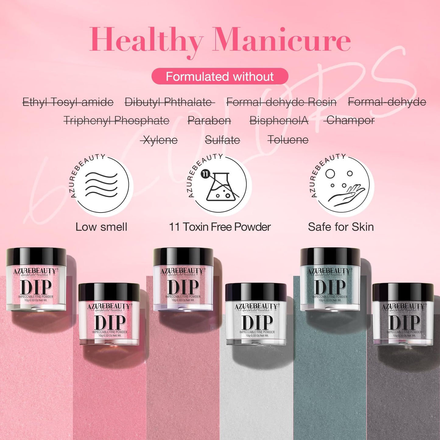 AZUREBEAUTY Dip Powder Nail Set, All Season 6 Colors Nude Pink Gray Dipping Powder Nail Starter Kit French Art Manicure DIY at Home Gifts for Women Girls, No Need Nail Lamp Cured