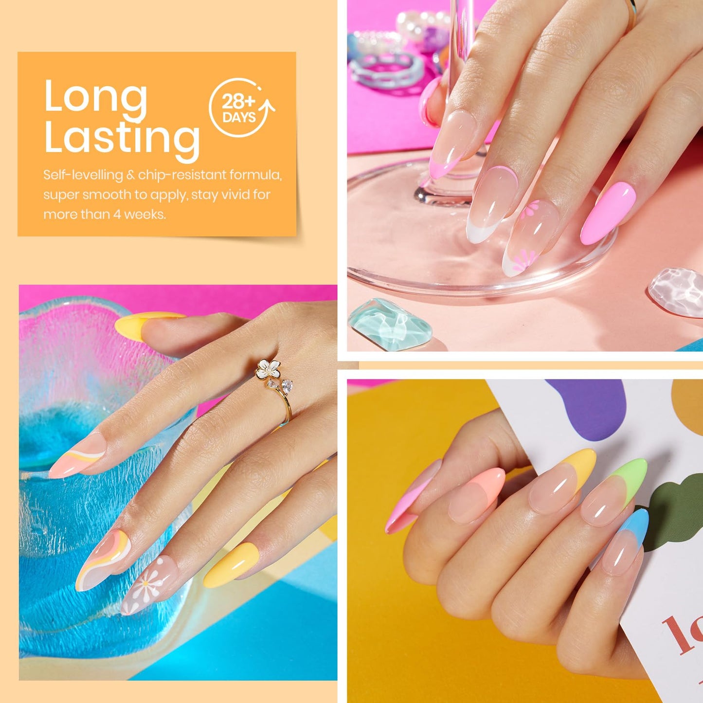 Beetles Neon Gel Nail Polish Set, Bright Rainbow Collection 6 Colors Hot Pink Blue Yellow Green Soak Off UV LED Neon Gel Nail Polish Kit Gift for Women