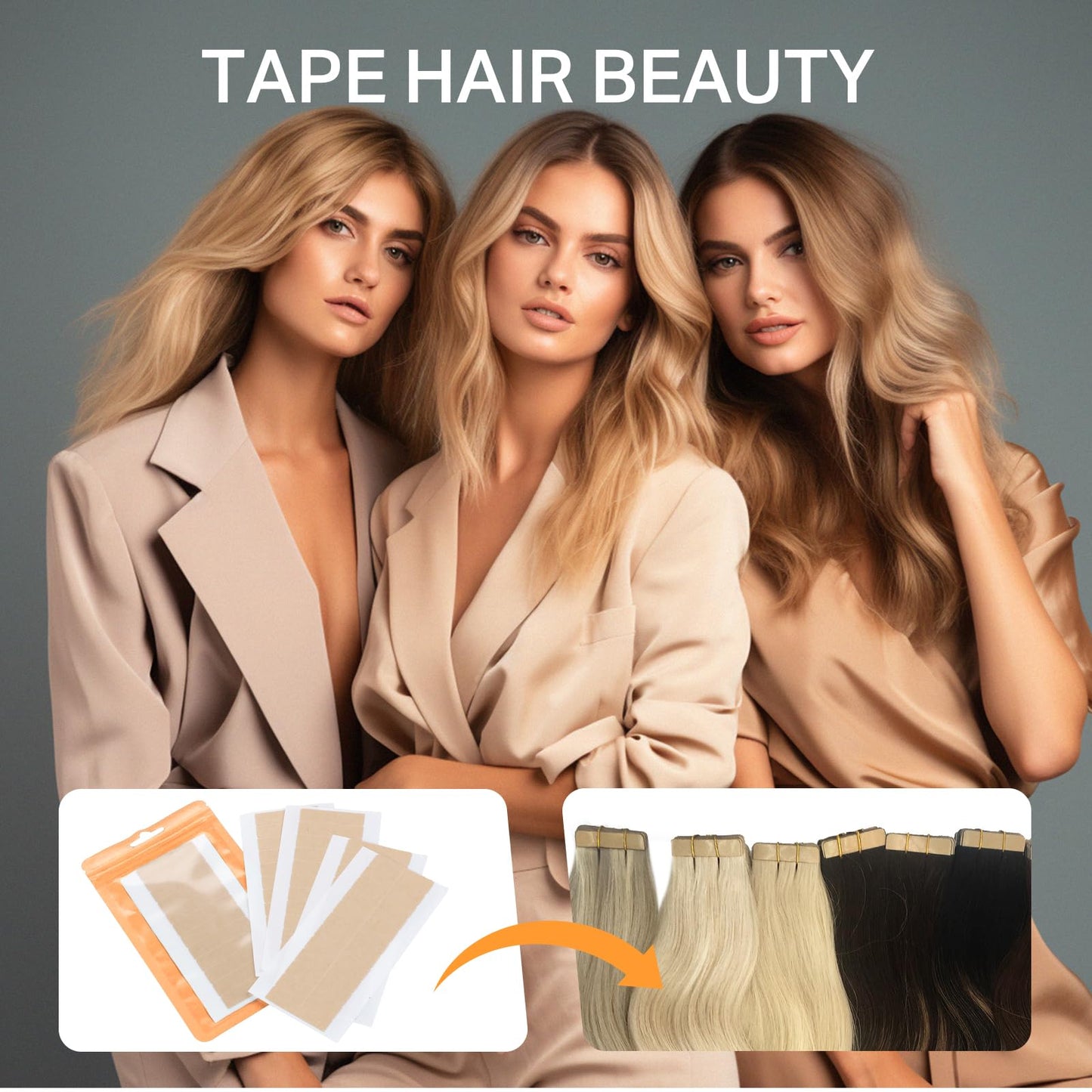 DOORES Hair Extension Tape, 180 Tabs Durable Double Sided Strong Tapes, Replacement Tapes for Hair Extensions Invisible Strong Hold No Residue(4 x 0.8 cm/1.57 x 0.31 inch)