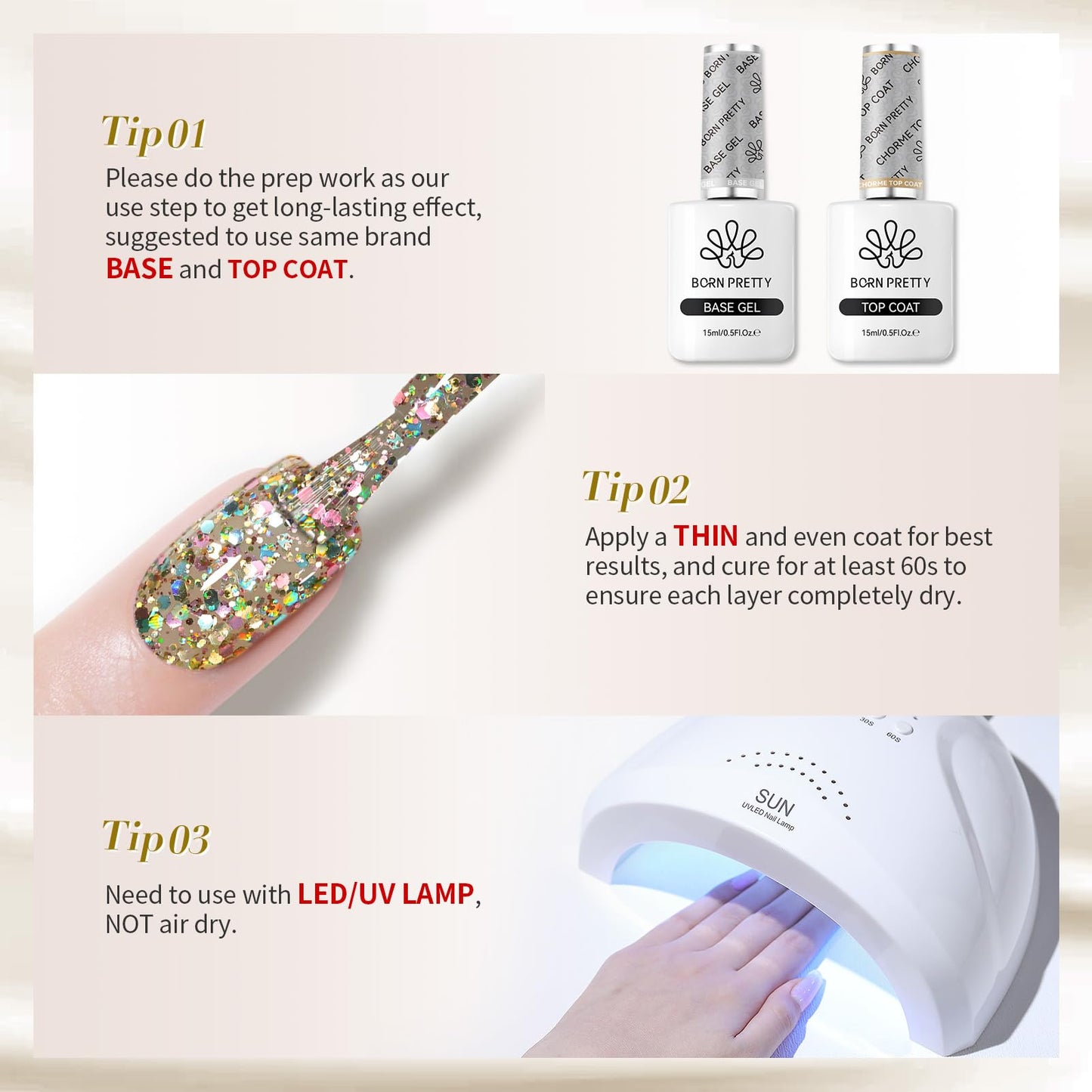 Born Pretty Christmas Gold Glitter Gel Nail Polish Sparkly Shiny Glitter Flash Gel Polish Hema-Free Color Gel Polish Nail Art Design Manicure DIY at Home 15ML