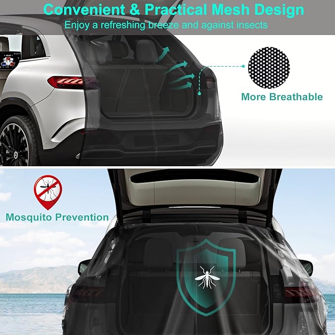 Car Tailgate Mesh Screen,59"x69" Magnetic Car Tailgate Tent Breathable Mesh Net for SUV MPV, UV & Privacy Protection Camping Mosquito Screen for 49.6~53.1in Tail Spacing,Car Camping Accessories-XL