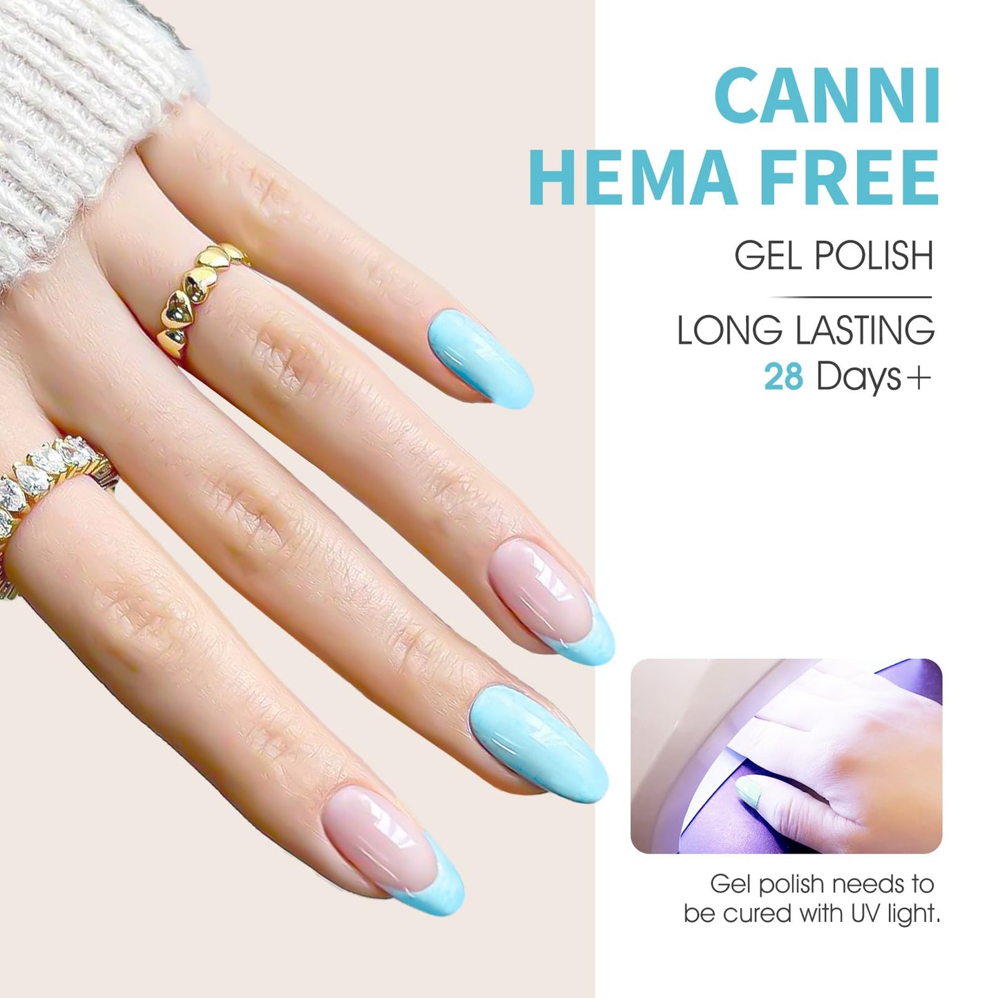CANNI Gel Nail Polish Set, 6 Colors 9ML Nail Light Blue Magic Mint Light Green Beige Gel Nail Polish Soak Off Uv LED Lamp Nail Art Design Manicure Salon for Women