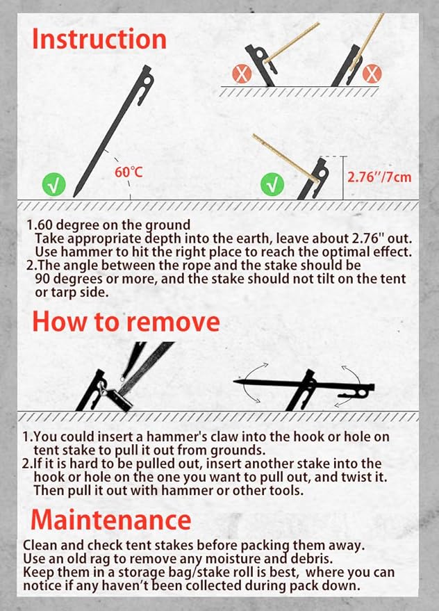CAMPINGMOON 11.81-inch 8pcs Martensitic Stainless Steel 420J2 Hardened Forged Tent Stake Power Peg Ideal for Hard Ground R-30-8P