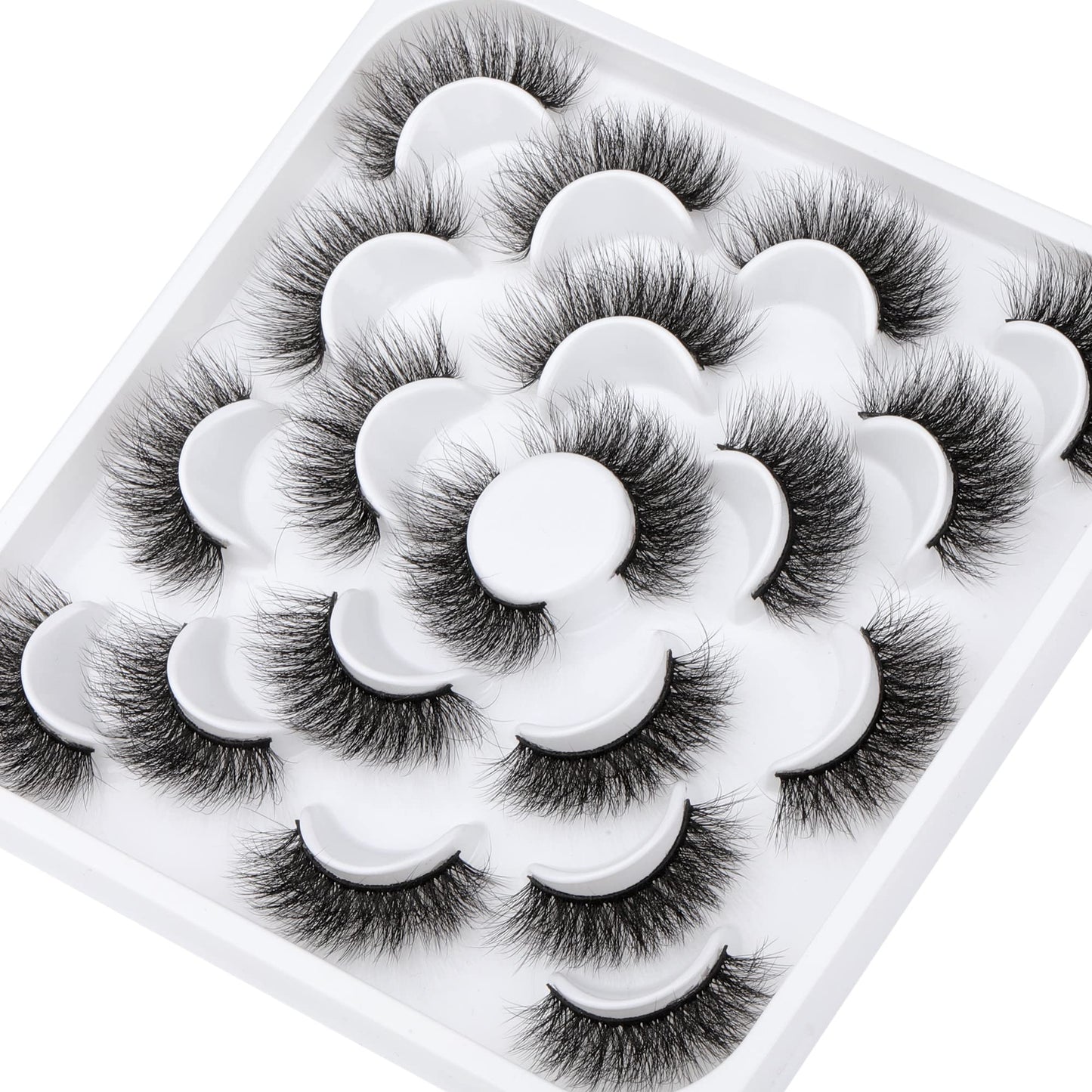 ALICROWN Fuzzy Mink Lashes, Faux Mink Eyelashes 3D Volume Lashes Pack Handmade Dramatic Thick Crossed Fake Eyelashes Soft Reusable 10 Pairs